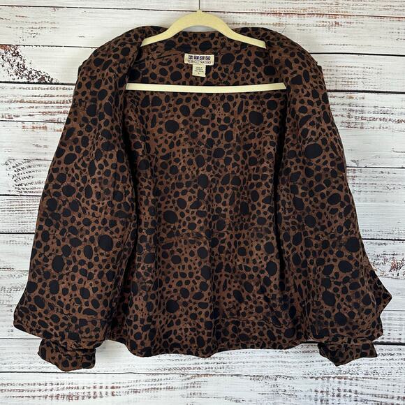 Women's Nomadic Traders Quilted Brown Animal Print Reversible Button Up Jacket L - Picture 4 of 7